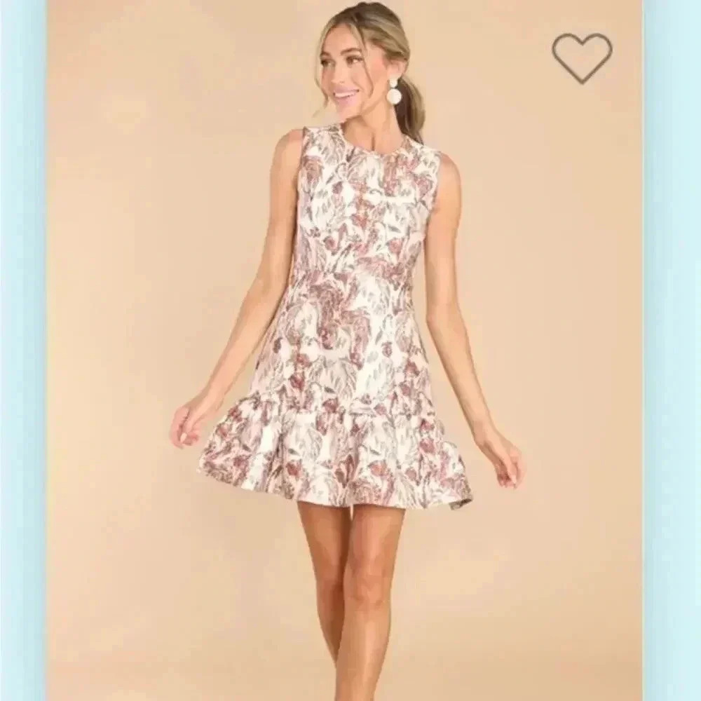 AURA Red Dress Boutique Women’s XL Gather To Celebrate Rose Gold Multi Dress